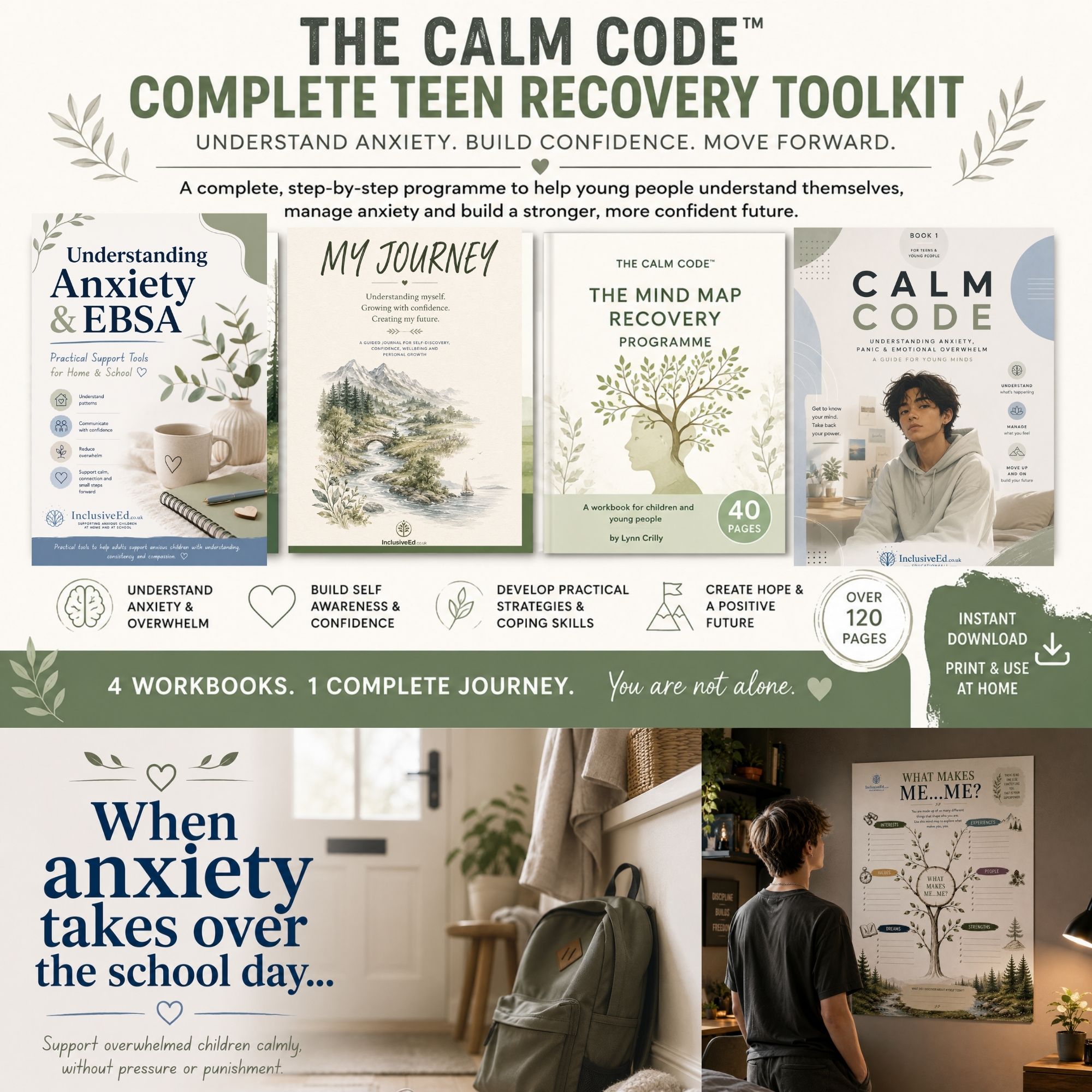 Teen Anxiety Workbook Bundle Emotional Wellbeing Toolkit resource preview