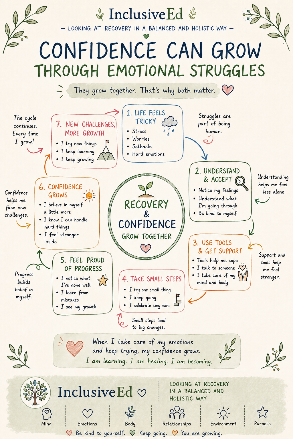 Confidence Can Grow Through Emotional Struggles printable mind map