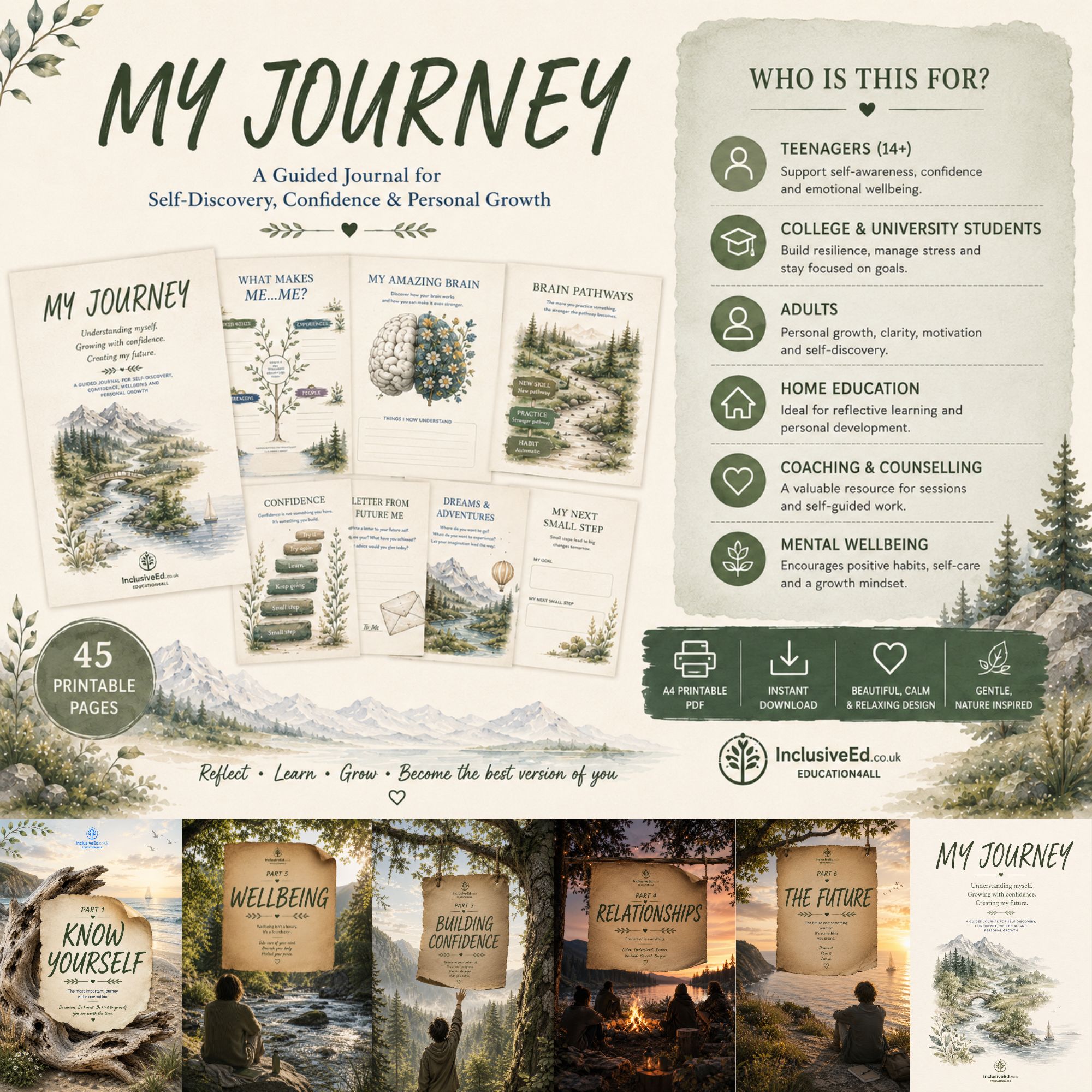 My Journey self discovery journal printable resource preview