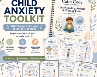 Child Anxiety Toolkit Printable, Calm Down Worksheets Workbook Ages 7-11, Coping Skills, Emotional Regulation preview