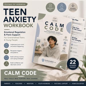 Teen Anxiety Workbook | Emotional Regulation & Panic Support for Overwhelmed Teens | Calm Code Printable Journal preview