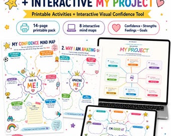 Self Esteem Activities for Kids build Confidence Mind Maps + Interactive Visualisation Tool  Neurodivergent Friendly preview