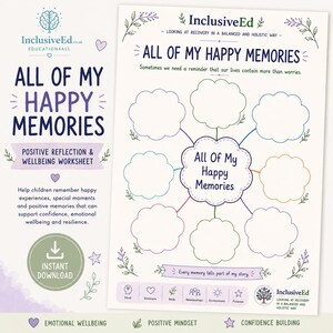 Happy Memories Worksheet | Children's Positive Reflection Activity (Instant Download) preview