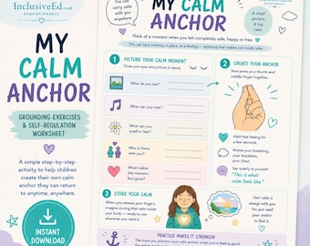My Calm Anchor Worksheet | Grounding Exercise for Anxiety (Instant Download PDF) preview