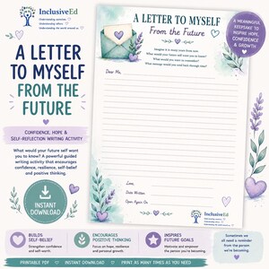 A Letter to Myself From the Future | Anxiety & Confidence Writing Activity | Teen and Adult Reflection Journal preview