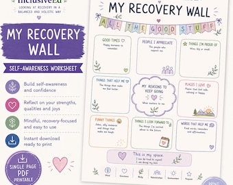 My Recovery Wall Self-Awareness Worksheet | Confidence, Anxiety Support (Digital Download) preview
