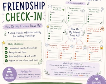 Friendship Check-In Worksheet | Healthy Friendships, Boundaries, Red Flags Activity (PDF) preview
