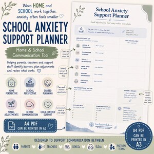 School Anxiety Support Planner | Home School Communication Tool (PDF Download) preview