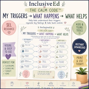 My Triggers What Happens What Helps Worksheet | Anxiety & Emotional Regulation Printable A4 PDF preview