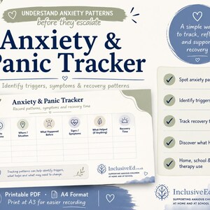 Anxiety and Panic Tracker Printable PDF | School Anxiety Support | SENCO ELSA preview
