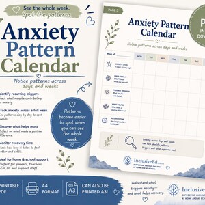 Weekly Anxiety Tracker Printable Pattern Calendar Anxiety and EBSA SENCO ELSA Resource preview