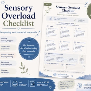 Sensory Overload Checklist for Children School Anxiety Support Printable | SENCO ELSA Resource PDF preview