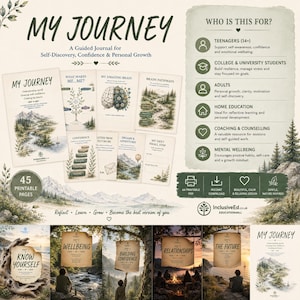 My Journey Self Discovery Journal Confidence, Wellbeing & Personal Growth Printable | Guided Reflection Journal PDF preview