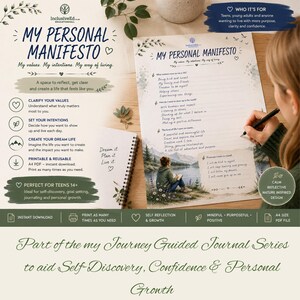 My Personal Manifesto, single page instant download for Self Esteem, Confidence & Growth Mindset preview
