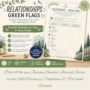 Healthy Relationships Green Flags Worksheet for Teens, Wellbeing Activity (PDF Download) preview