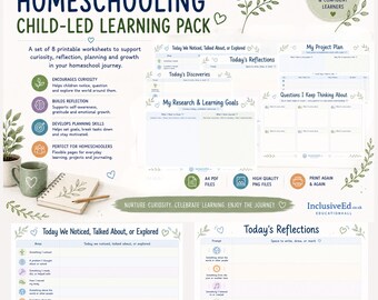 Homeschool Child-Led Learning Pack | 12 Printable Worksheets PDF preview