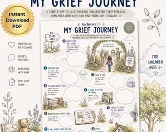 My Grief Journey for children struggling with the loss of a loved one PNG and PDF preview