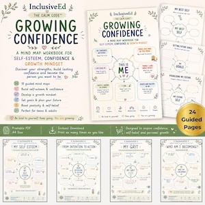 Confidence Self-Esteem Growth Mindset Workbook | Guided Mind Map PDF (Digital Download) preview