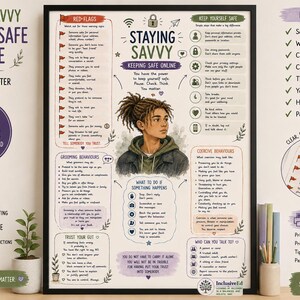 Teen Online Safety Poster: Grooming, Coercion Awareness (A2 PDF/PNG) preview