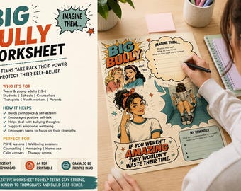 Big Bully Reflection Worksheet for Teens | Self-Esteem, Confidence (A4/A3 PDF) preview