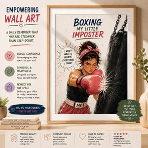 Boxing My Little Imposter Wall Art | Confidence Poster, Self Doubt Motivation (Digital Download) preview