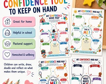 Kids Confidence Mind Map Worksheets | SEL Visual Activities (Digital Download) preview