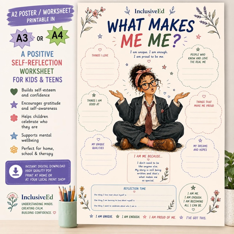 What Makes Me Me self-reflection poster from the girls self-esteem toolkit