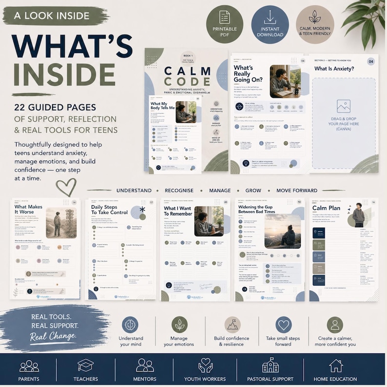 Teen Calm Code workbook contents and support activities