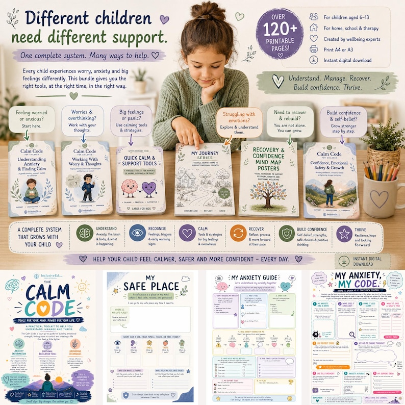 Calm Code books, posters and printable activities in the child anxiety mega bundle